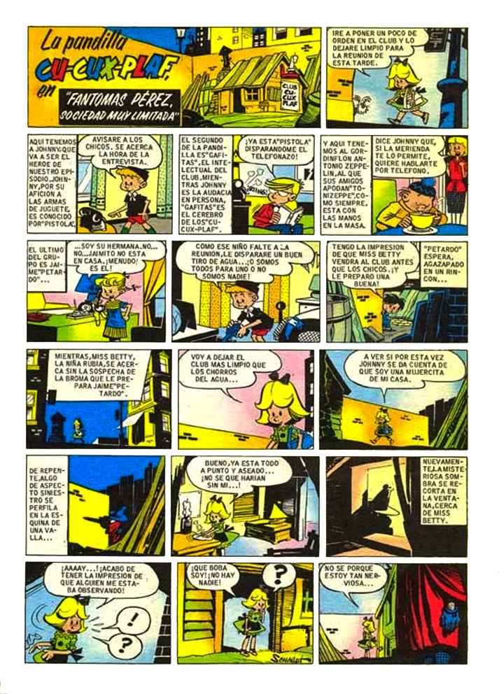 La primera página de La Pandilla Cu-Cux-Plaf.