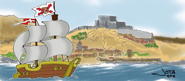 Ondeando la bandera corsaria de Castilla.