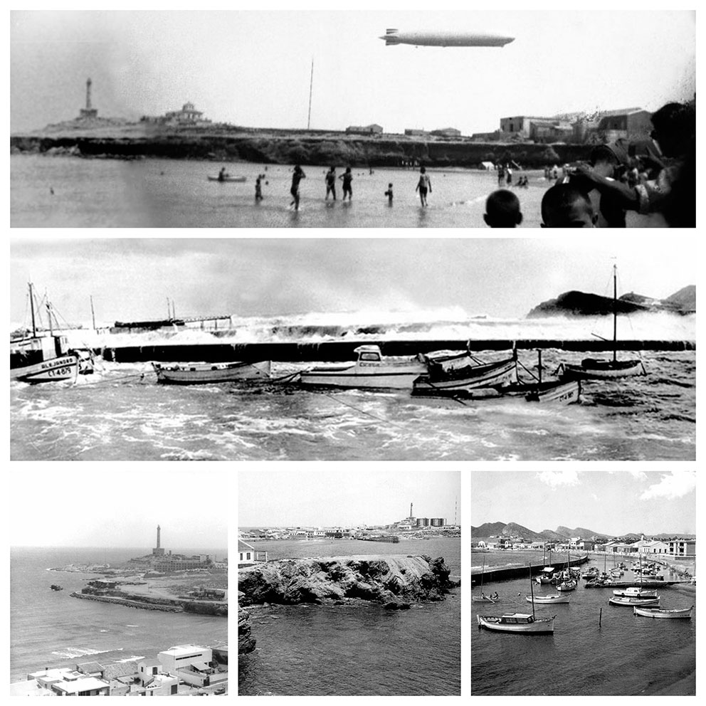 Dirigible sobre Cabo de Palos - Temporal en el puerto - El faro - El viejo puerto refugio