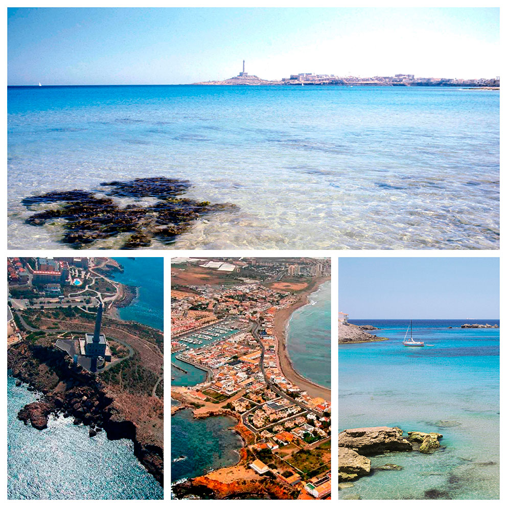 Desde La Manga - Faro desde el aire - Puerto moderno - Playas de Palos